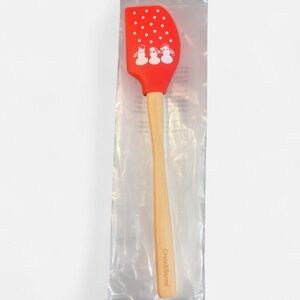 Crate & Barrel Snowmen Spatula Red Silicone with Wooden Handle Christmas NWT